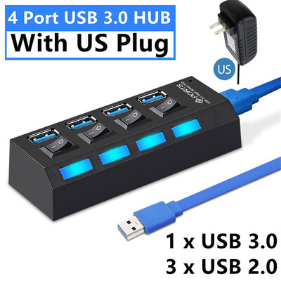 4/7 porty USB HUB 3.0 2.0 adaptér expandér vysokorýchlostný multi USB rozbočovač viacnásobný extender s LED prepínačom pre PC notebook