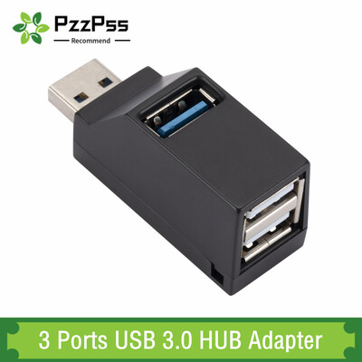 PzzPss didelės spartos 3 prievadai USB 3.0 koncentratoriaus plėstuvas skirstytuvas Pasukamas USB šakotuvas 2.0 adapteris, skirtas kompiuteriui, nešiojamam kompiuteriui, nešiojamam kompiuteriui, Mac Mini priedams