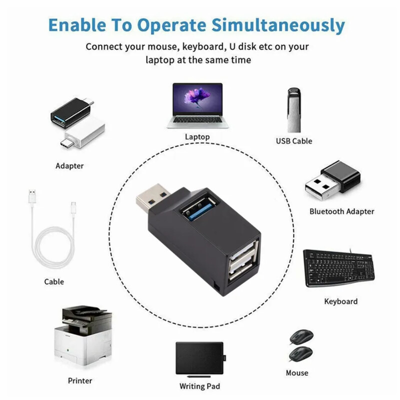 PzzPss High Speed 3 porturi USB 3.0 HUB Extender Splitter Rotire USB Hub 2.0 Adaptor pentru computer PC Laptop Mac Mini Accesorii