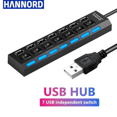 Hannord USB 2.0 jaoturi adapter 4/7 pordiga mitu USB splitteri porti mitu laienduslülitit 30 cm kaabli jaoturi dokkimisjaamad