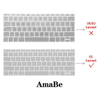 Αδιάβροχο κάλυμμα πληκτρολογίου διάταξης ΗΠΑ για Apple Macbook 12\
