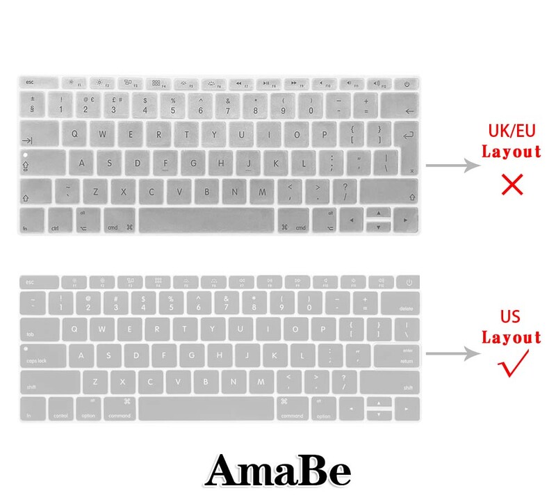 Ūdensizturīgs ASV izkārtojuma tastatūras vāciņš Apple Macbook 12" (A1534) / 2016 PRO 13" A1708 (bez skārienjoslas) Macbook tastatūras vāciņš