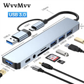 8-IN-2 USB HUB 3.0 USB C HUB Stație de andocare 5 Gbps Transmisie de mare viteză Splitter USB tip C Adaptor TF/SD OTG pentru Macbook Pro
