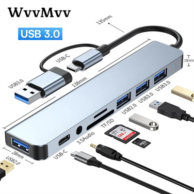 8-IN-2 USB HUB 3.0 USB C HUB dokkimisjaam 5Gbps kiire edastus USB splitter Type C TF/SD OTG Adapter Macbook Pro jaoks