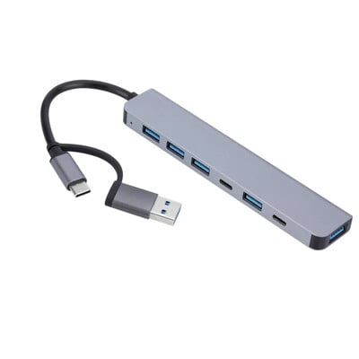 8-IN-2 USB HUB 3.0 USB C HUB Stație de andocare 5 Gbps Transmisie de mare viteză Splitter USB tip C Adaptor TF/SD OTG pentru Macbook Pro