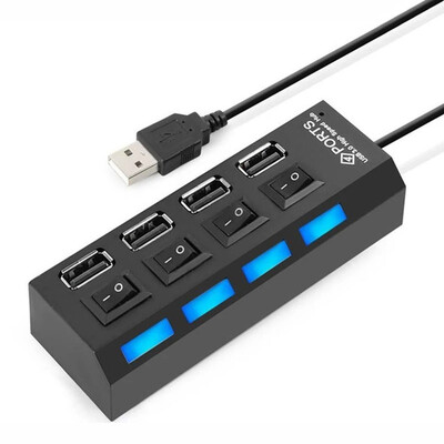 USB-jaotur 2.0 jaotur USB-jaotur 4-porti mitme USB-jaoturi 2.0 hab toiteadapteri laiendiga arvutitarvikud lüliti USB-kaabel kodu jaoks