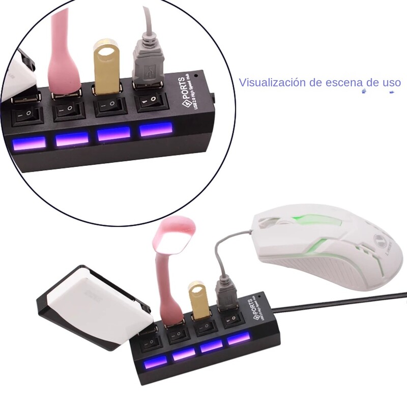 Hub USB 2.0 Splitter USB Hub multiplu Adaptor USB 2.0 USB 4/7 porturi Utilizați adaptor de alimentare USB 2.0 cu comutator ON/OFF Accesorii pentru laptop