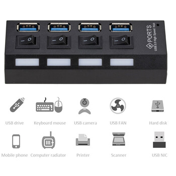 Mini USB HUB 3.0 Super Speed 5Gbps Usb3.0 4 порта HUB Преносим USB 3.0 HUB сплитер с външен захранващ адаптер за PC аксесоар