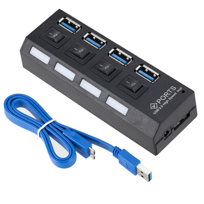 Mini USB HUB 3.0 Super Speed 5Gbps USB3.0 4 porty HUB Prenosný USB 3.0 HUB Splitter s externým napájacím adaptérom pre PC príslušenstvo