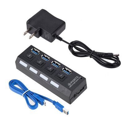 Mini USB HUB 3.0 Super Speed 5Gbps USB3.0 4 porty HUB Prenosný USB 3.0 HUB Splitter s externým napájacím adaptérom pre PC príslušenstvo