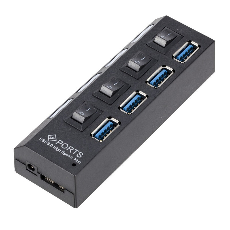Mini USB HUB 3.0 Super Speed 5Gbps USB3.0 4 porty HUB Prenosný USB 3.0 HUB Splitter s externým napájacím adaptérom pre PC príslušenstvo