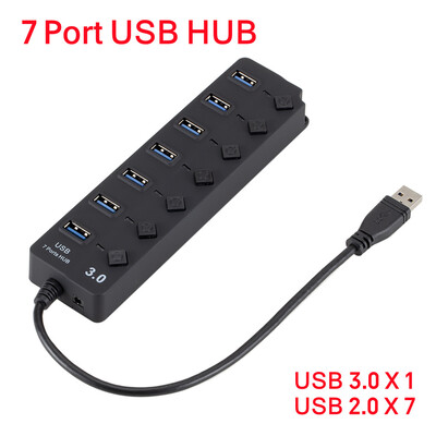 4/7 portos több bővítő USB 3.0 elosztó kapcsolós tápadapterrel USB3.0 elosztó USB hub 3.0 2.0 több USB elosztó laptop számítógéphez