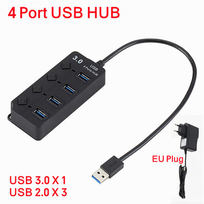 4/7 portos több bővítő USB 3.0 elosztó kapcsolós tápadapterrel USB3.0 elosztó USB hub 3.0 2.0 több USB elosztó laptop számítógéphez