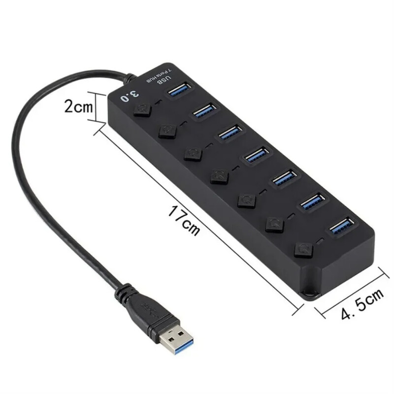 4/7 portos több bővítő USB 3.0 elosztó kapcsolós tápadapterrel USB3.0 elosztó USB hub 3.0 2.0 több USB elosztó laptop számítógéphez