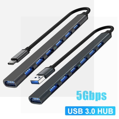 USB 3.0 jaotur 7-pordiga USB-tüüpi C-jaotur 3.0 USB-jaoturi mitme laiendusjaoturi OTG-adapter sülearvuti hiire klaviatuuri jaoks