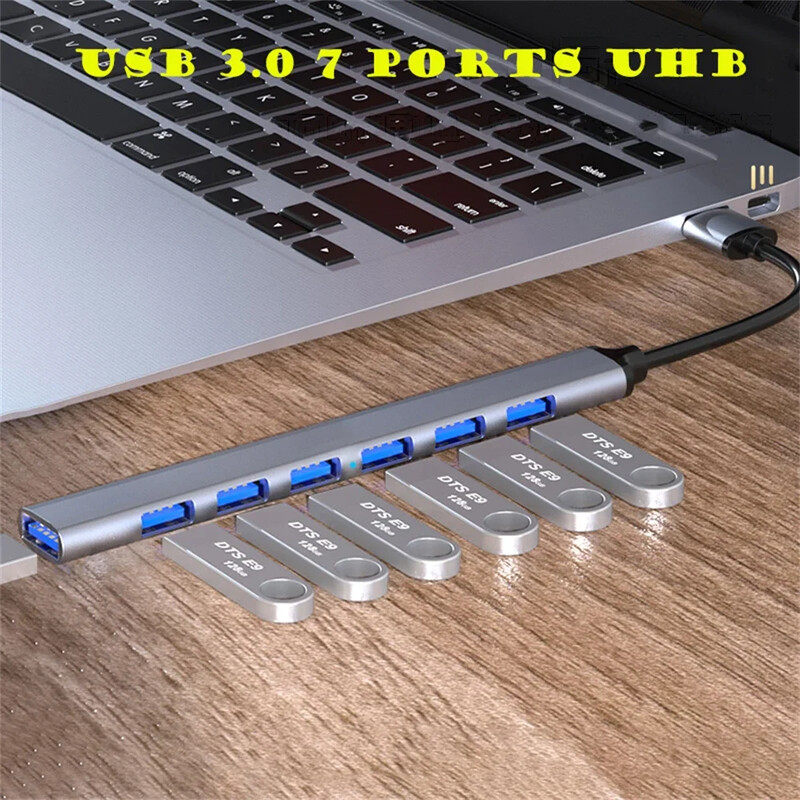 USB 3.0 jaotur 7-pordiga USB-tüüpi C-jaotur 3.0 USB-jaoturi mitme laiendusjaoturi OTG-adapter sülearvuti hiire klaviatuuri jaoks