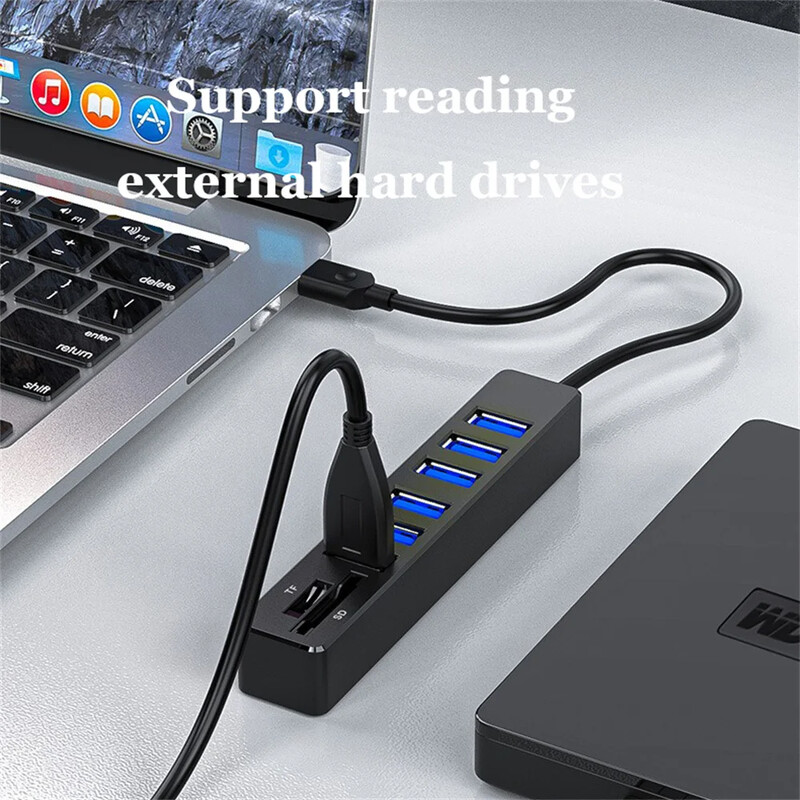 3/6 порта USB хъб 2.0 Мулти USB 2.0 хъб USB сплитер Високоскоростна поддръжка TF SD четец на карти Всичко в едно за PC Компютърни аксесоари