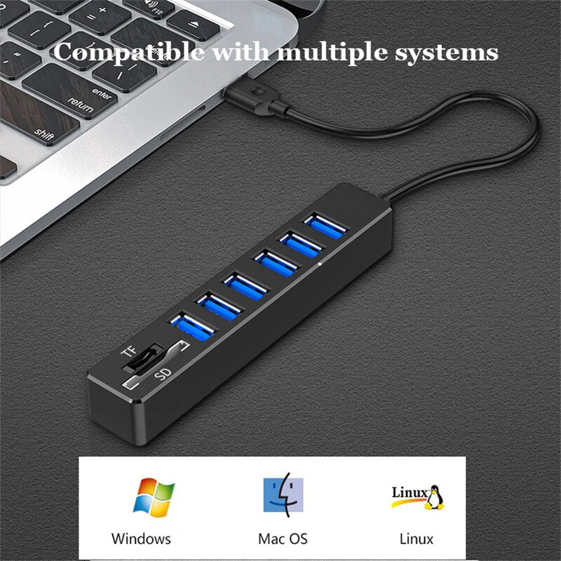 3/6 порта USB хъб 2.0 Мулти USB 2.0 хъб USB сплитер Високоскоростна поддръжка TF SD четец на карти Всичко в едно за PC Компютърни аксесоари