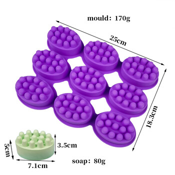 Καλούπια σαπουνιού σιλικόνης DIY Χειροποίητη μπάρα θεραπείας μασάζ Εργαλεία κατασκευής 3D ωοειδούς σχήματος αιθέριο έλαιο Αρωματοθεραπεία Ρητίνη Crafts