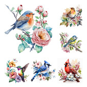 20*20cm 18CT Flower Birds serijos kryžminio dygsnio spausdinimo drobės rinkinys Visas siuvinėjimas Ekomedvilnės siūlai Namų dekoras Tapyba Siuvinėjimas