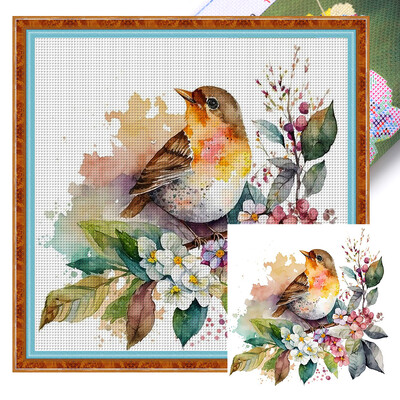 20*20cm 18CT Flower Birds serijos kryžminio dygsnio spausdinimo drobės rinkinys Visas siuvinėjimas Ekomedvilnės siūlai Namų dekoras Tapyba Siuvinėjimas