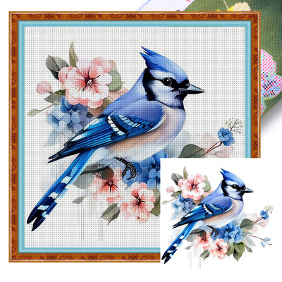20*20cm 18CT Flower Birds serijos kryžminio dygsnio spausdinimo drobės rinkinys Visas siuvinėjimas Ekomedvilnės siūlai Namų dekoras Tapyba Siuvinėjimas