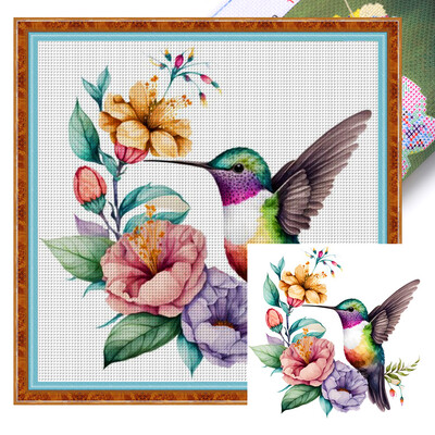 20*20cm 18CT Flower Birds serijos kryžminio dygsnio spausdinimo drobės rinkinys Visas siuvinėjimas Ekomedvilnės siūlai Namų dekoras Tapyba Siuvinėjimas