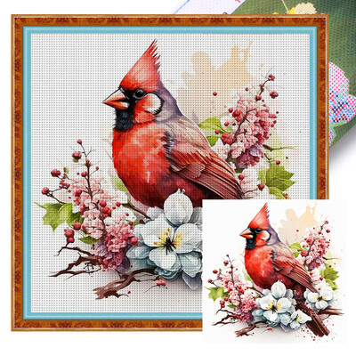 20*20cm 18CT Flower Birds serijos kryžminio dygsnio spausdinimo drobės rinkinys Visas siuvinėjimas Ekomedvilnės siūlai Namų dekoras Tapyba Siuvinėjimas