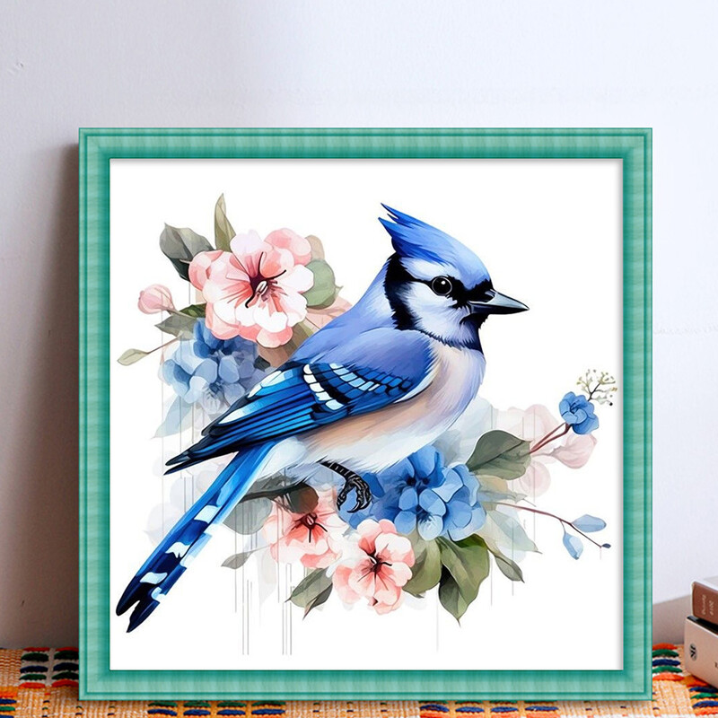 20*20cm 18CT Flower Birds serijos kryžminio dygsnio spausdinimo drobės rinkinys Visas siuvinėjimas Ekomedvilnės siūlai Namų dekoras Tapyba Siuvinėjimas