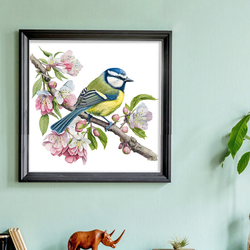 20*20cm 18CT Flower Birds serijos kryžminio dygsnio spausdinimo drobės rinkinys Visas siuvinėjimas Ekomedvilnės siūlai Namų dekoras Tapyba Siuvinėjimas
