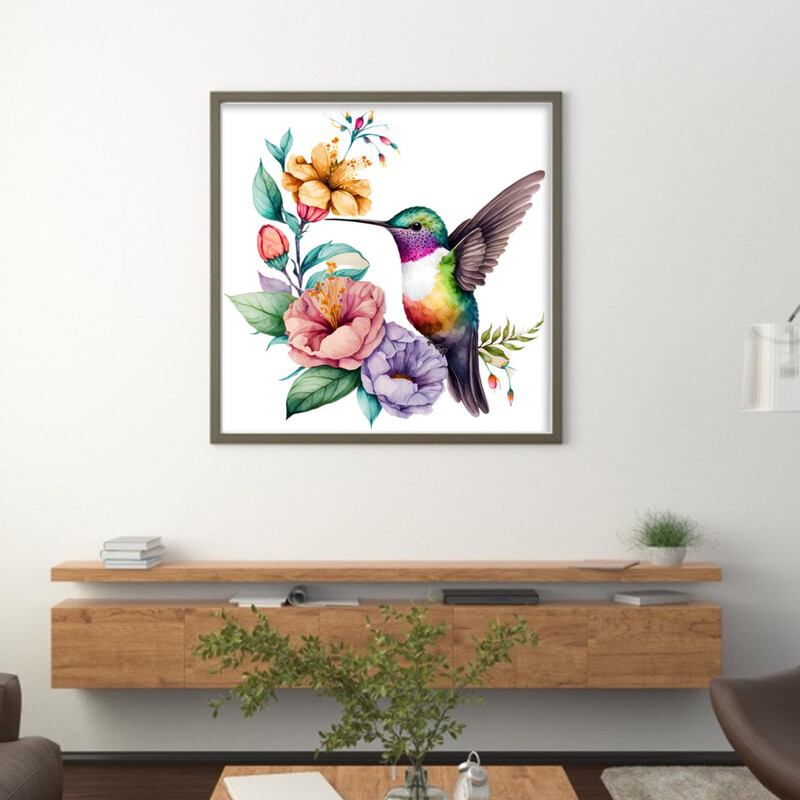 20*20cm 18CT Flower Birds serijos kryžminio dygsnio spausdinimo drobės rinkinys Visas siuvinėjimas Ekomedvilnės siūlai Namų dekoras Tapyba Siuvinėjimas