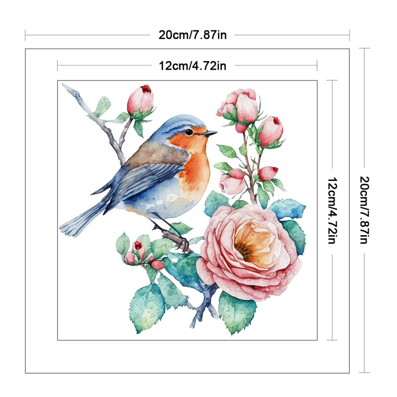 20*20cm 18CT Flower Birds serijos kryžminio dygsnio spausdinimo drobės rinkinys Visas siuvinėjimas Ekomedvilnės siūlai Namų dekoras Tapyba Siuvinėjimas