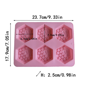 Καλούπι σιλικόνης εξάγωνο για σαπούνι μελισσών για χειροποίητα DIY φύλλα κεριού από πηλό Εύκολη αποδέσμευση Αντικολλητικό Γύψινο καλούπι κατασκευής κεριών