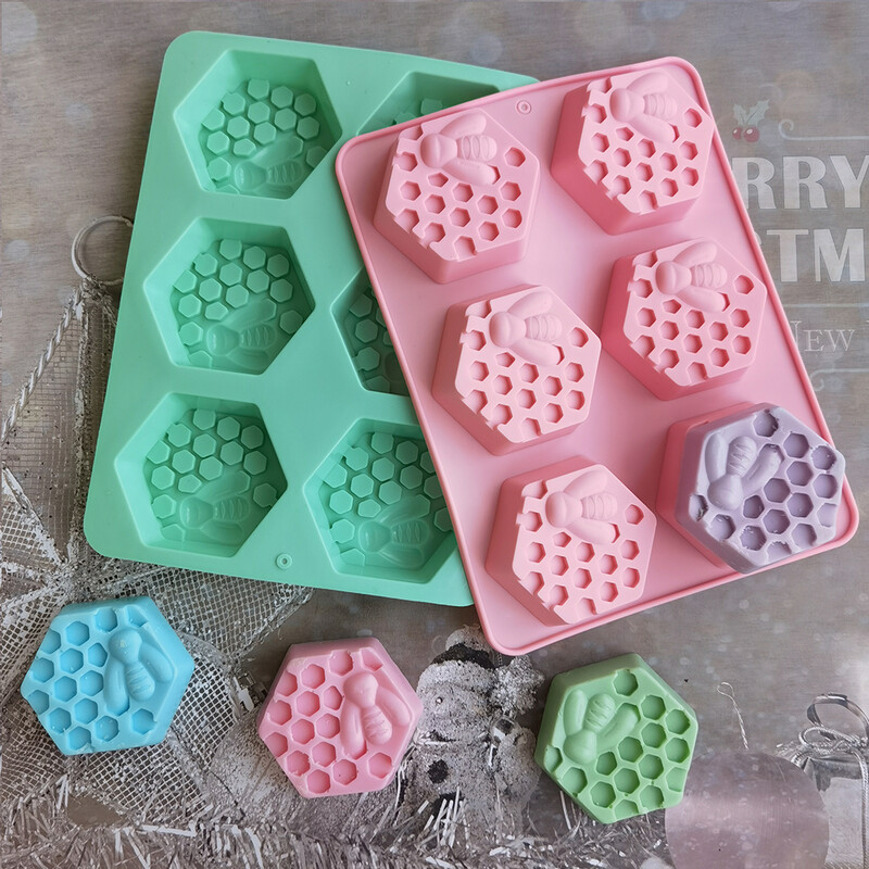 Szilikon hatszögletű méhszappan forma kézzel készített barkács agyagviasz lapokhoz, könnyen kioldható tapadásmentes gipsz kézműves gyertyakészítő forma