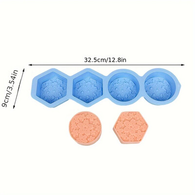 Forme din silicon pentru săpun de mână, cu 4 găuri, cu flori de relief, cu sferă de Sakura, pentru lumânare, formă rotundă de gips, tavă hexagonală pentru ciocolată
