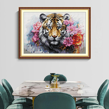 Joy Sunday Tiger Printed Cross Stitch Kit Animal Ebroidery Ύφασμα στάμπος καμβάς Χειροποίητο Hobby DIY Δώρα διακόσμησης σπιτιού