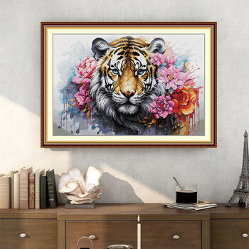 Joy Sunday Tiger Printed Cross Stitch Kit Animal Ebroidery Ύφασμα στάμπος καμβάς Χειροποίητο Hobby DIY Δώρα διακόσμησης σπιτιού