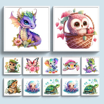 20*20cm Animals Series Cross Stitch Kit Printed Canvas Full Ebroidery Οικολογικό βαμβακερό νήμα 18CT Σετ κεντήματος ζωγραφικής για το σπίτι διακόσμηση