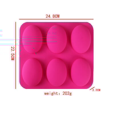 Silikonski kalup za pačje jaje Ovalni ručno rađeni silikonski kalup za sapun 6 Ravni kalup za kolače od fondanta za jaja Porozni kalup za izradu svijeća