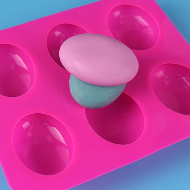 Silikonski kalup za pačje jaje Ovalni ručno rađeni silikonski kalup za sapun 6 Ravni kalup za kolače od fondanta za jaja Porozni kalup za izradu svijeća