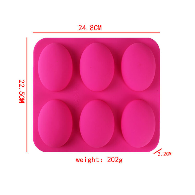 Silikonski kalup za pačje jaje Ovalni ručno rađeni silikonski kalup za sapun 6 Ravni kalup za kolače od fondanta za jaja Porozni kalup za izradu svijeća