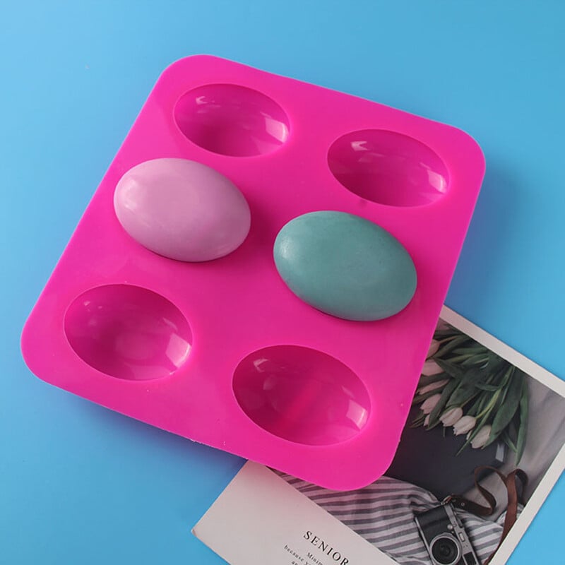 Silikonski kalup za pačje jaje Ovalni ručno rađeni silikonski kalup za sapun 6 Ravni kalup za kolače od fondanta za jaja Porozni kalup za izradu svijeća