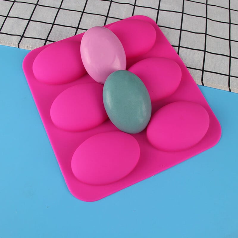 Silikonski kalup za pačje jaje Ovalni ručno rađeni silikonski kalup za sapun 6 Ravni kalup za kolače od fondanta za jaja Porozni kalup za izradu svijeća