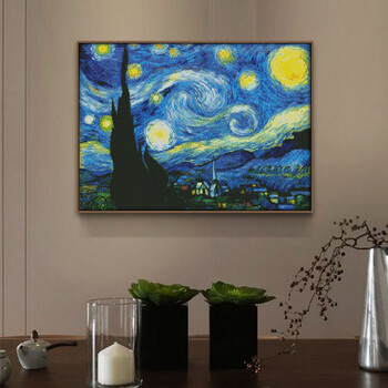 The Starry Night of Van Gogh Counted Cross Stitch Kit Patterns Unprinted Canvas Embroidery Set 11 14CT DIY Decor Painting