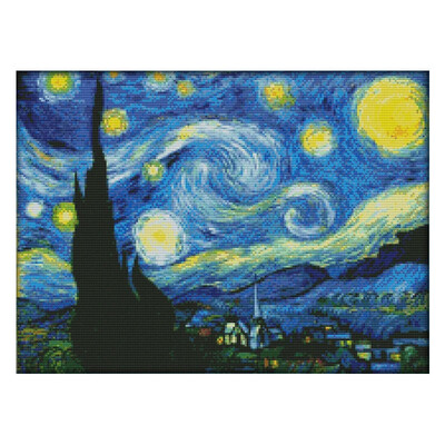 The Starry Night of Van Gogh Counted Cross Stitch Kit Patterns Unprinted Canvas Embroidery Set 11 14CT DIY Decor Painting