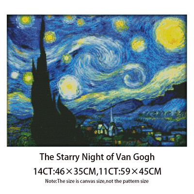 Zvjezdana noć Van Gogha Kompleti za vezenje brojanim križićima Uzorci Neispisani setovi za vezenje na platnu 11 14CT DIY Slika za kućni dekor