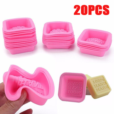 20/10PCS ziepju veidnes cepeškrāsns roku darbs silikona amatniecības cute amatniecības māksla kvadrātveida silikona krāsns ar rokām darinātas ziepju veidnes DIY rīks