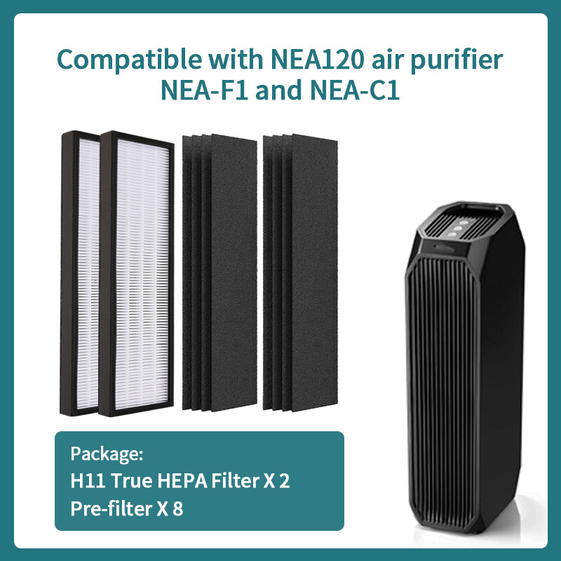 NEA120 True HEPA szűrő kompatibilis az Eureka Instant Clear NEA120 (NEA-F1/NEA-C1) és a Toshiba Smart WiFi (CAF-W36USW) szűrővel, 2 csomag