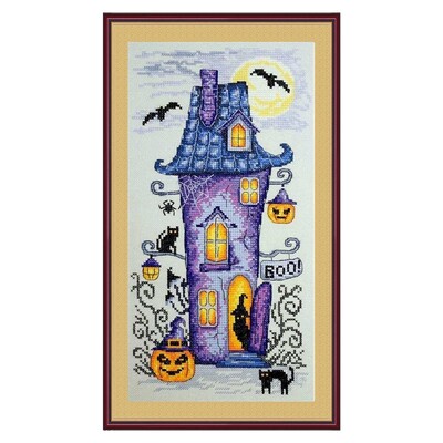 Krustdūriens apdrukāts auduma komplekts Magic Shadowy House 11CT14CT18CT roku darbs ķīniešu izšūšanas materiālu komplekts Helovīnam