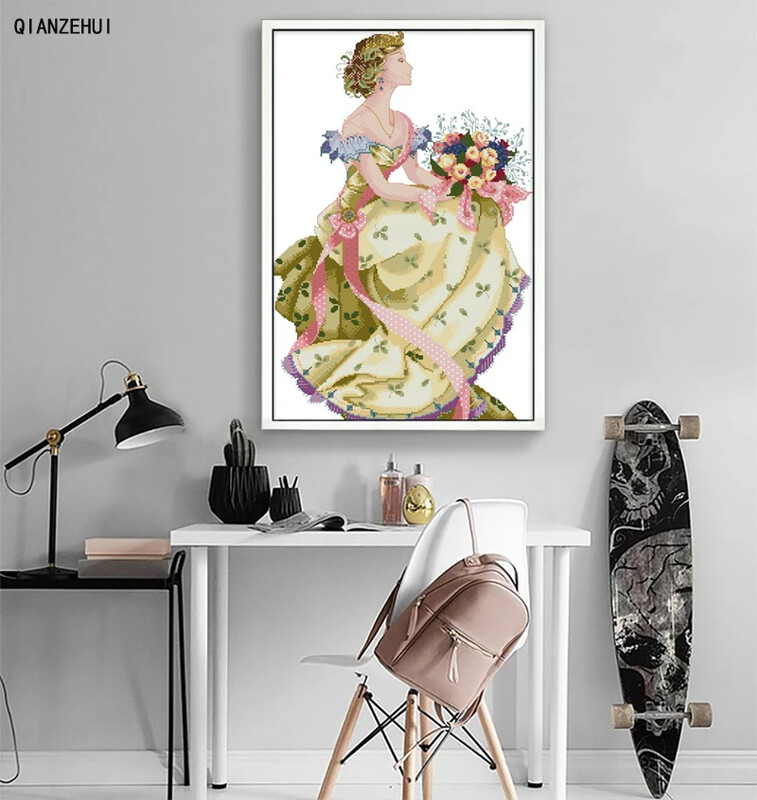 QIANZEHUI, Ručni rad, DIY Proljetna kraljica kompleti za vezenje križićem, Setovi za vezenje Kompleti za vezenje Križićima, Dekoracija za zidni dom